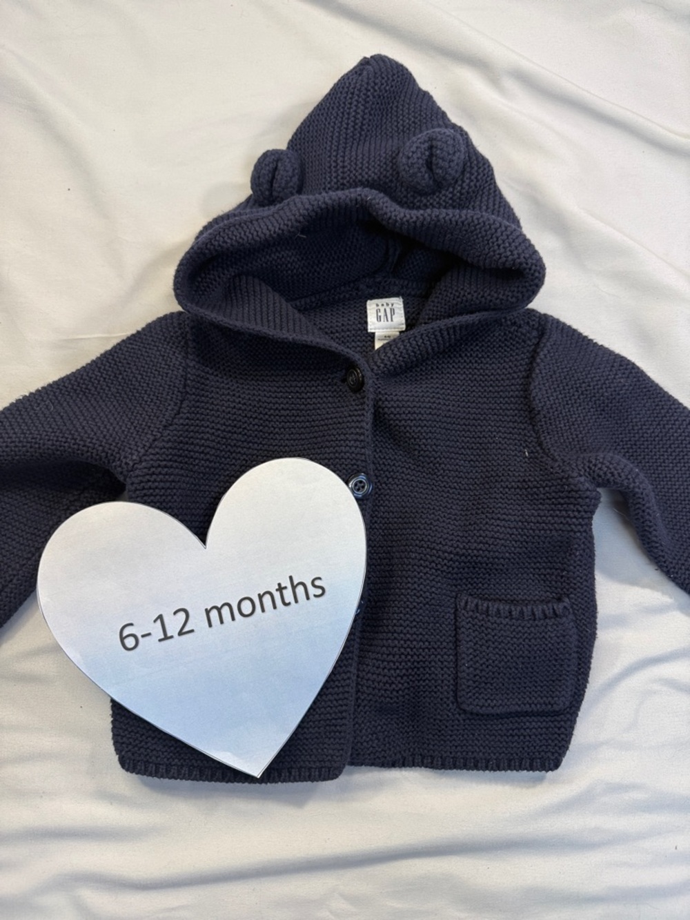 GAP - LIKE NEW Brannan baby bear knit hooded button cardigan sweater.